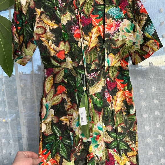 Farm Rio low back romper jungle flowers size M with beaded tassel ties! NWT! - Picture 6 of 12